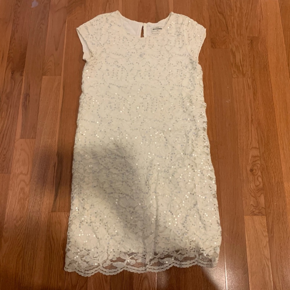 Girls Abercrombie Kids white sparkle dress